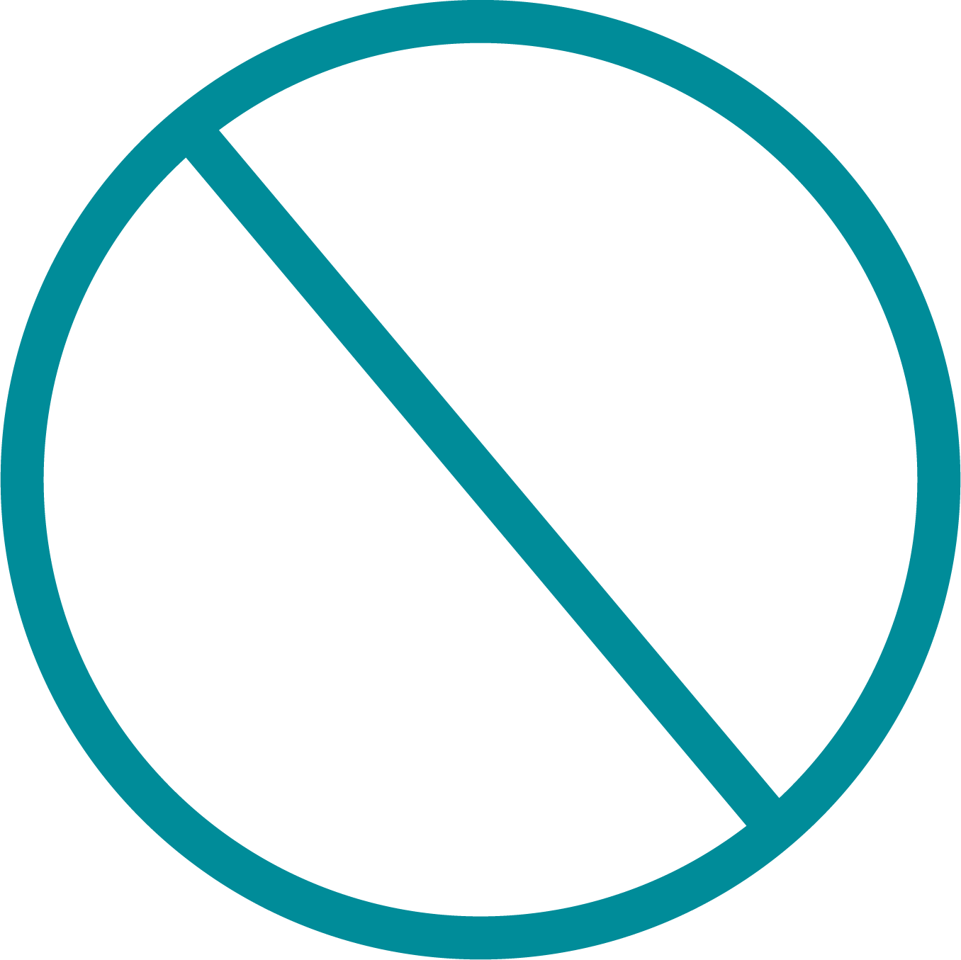 Circle with diagonal line Circle with diagonal line indicating no longer need or want