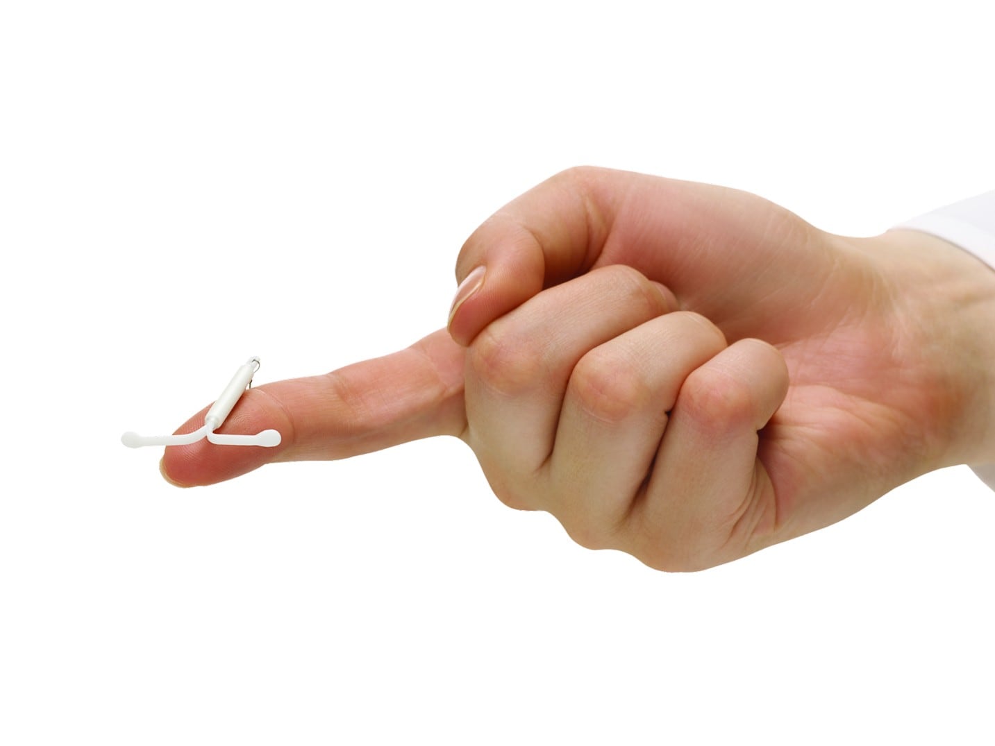 Mirena on the end of a finger